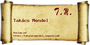 Takács Mendel névjegykártya